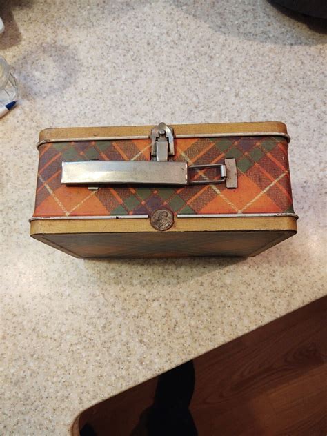 ebay plaid metal lunch box|vintage plaid metal lunch box.